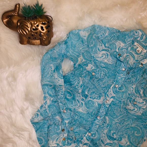 Banana Republic beautiful paisley button down long sleeve - Picture 4 of 8